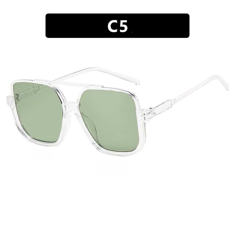 Retro Oversized Aviator Sunglasses for Women Men Square Double Bridge