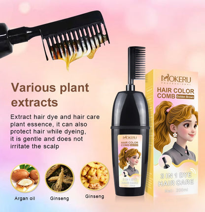 3-In-1 Herbal Hair Coloring Comb | Easy Hair Coloring At Home With Built-In Brush | No Mix, Ammonia-Free