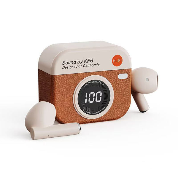 Retro Camera Wireless Earbuds! Bluetooth 5.4, ENC Noise Cancelling, Hi-Fi Stereo Sound