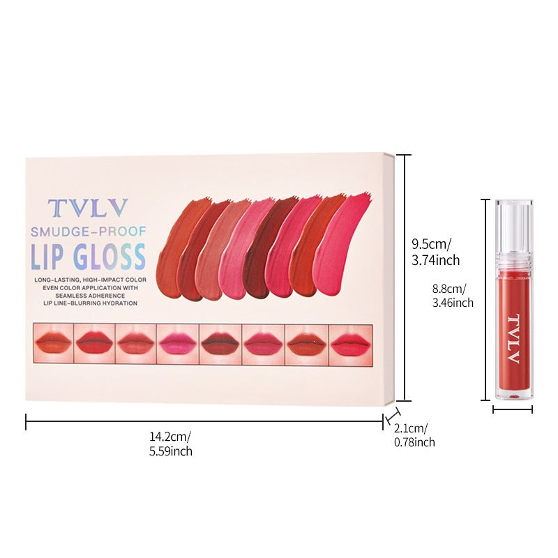 8-Piece Velvet Matte Lip Gloss Set – Waterproof, Long-Lasting & Moisturizing