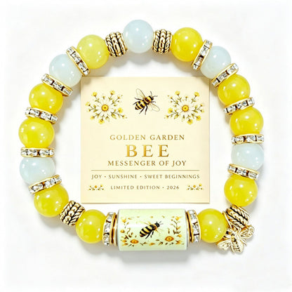 Limited Edition Hummingbird Floral Stone Bracelet, Mixed Rose Quartz & Green Aventurine Beads With 3D Hummingbird Charm