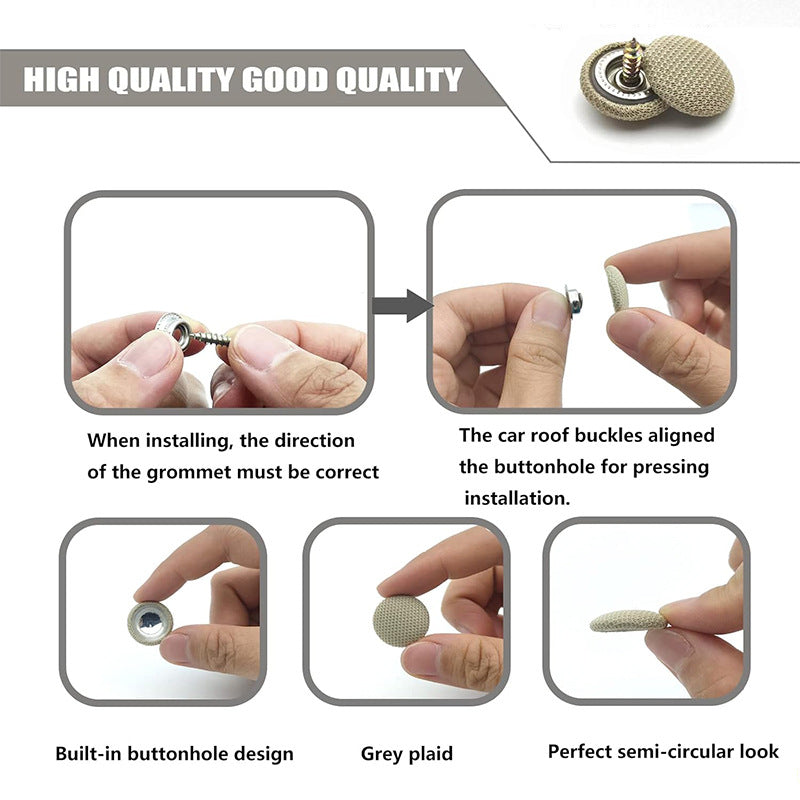 50Pcs Car Roof Headliner Repair Buttons, Fabric Covered Retainer Screws, Auto Ceiling Liner Fixing Snap Fastener Clips