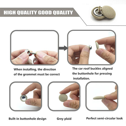 50Pcs Car Roof Headliner Repair Buttons, Fabric Covered Retainer Screws, Auto Ceiling Liner Fixing Snap Fastener Clips