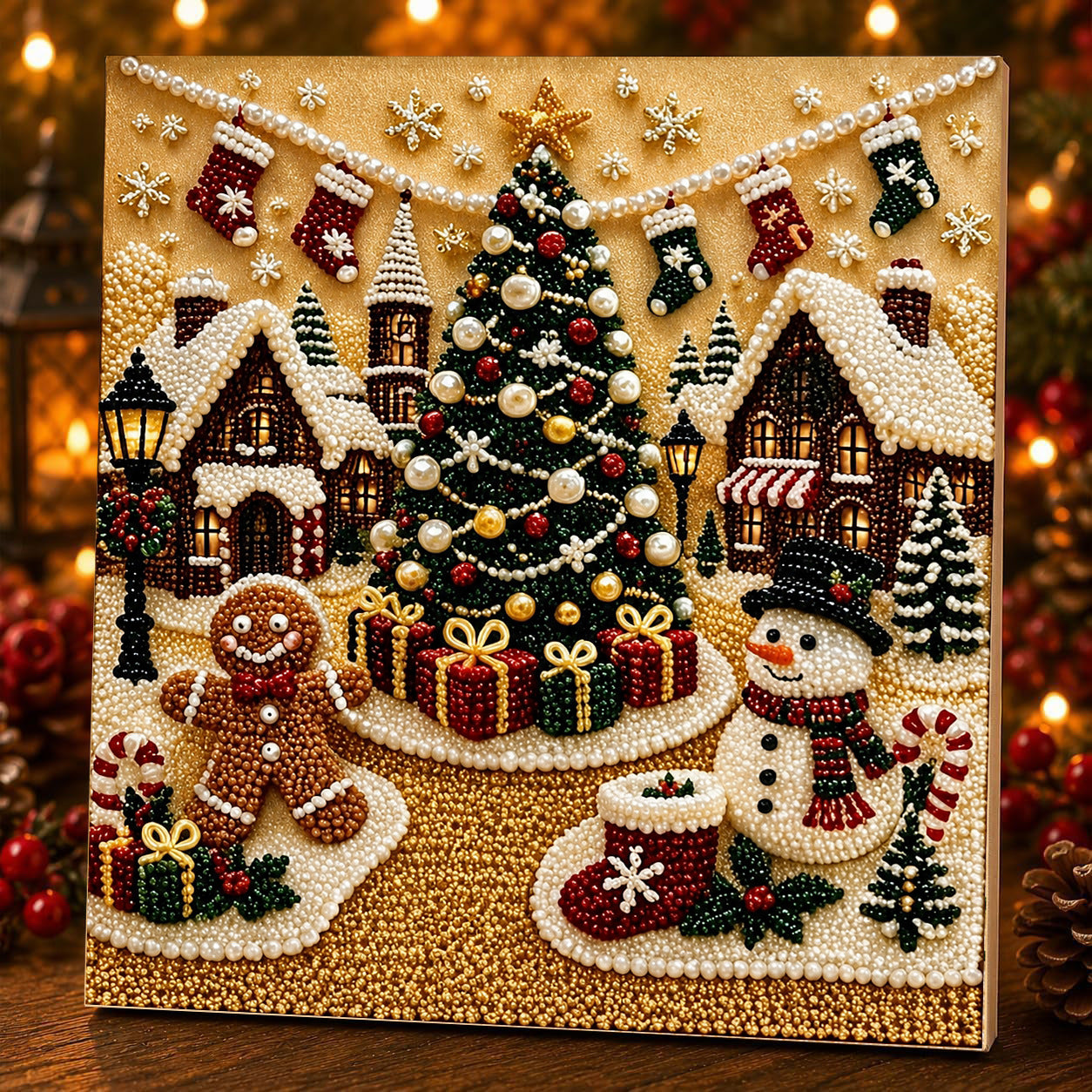 DIY Christmas/Halloween Pearl Art Kit , 10x10 Inch, Spooky Cute 3D Diamond Painting Crafts