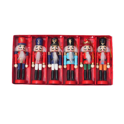 6pcs Nutcracker Ornaments Wooden Soldier Dolls Christmas Decorations