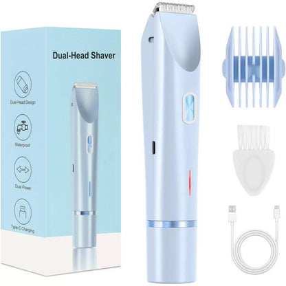 2-in-1 Bikini Trimmer & Shaver,Cordless Electric Razor for Women Wet/Dry Pubic Hair Trimmer