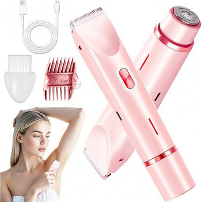 2-in-1 Bikini Trimmer & Shaver,Cordless Electric Razor for Women Wet/Dry Pubic Hair Trimmer