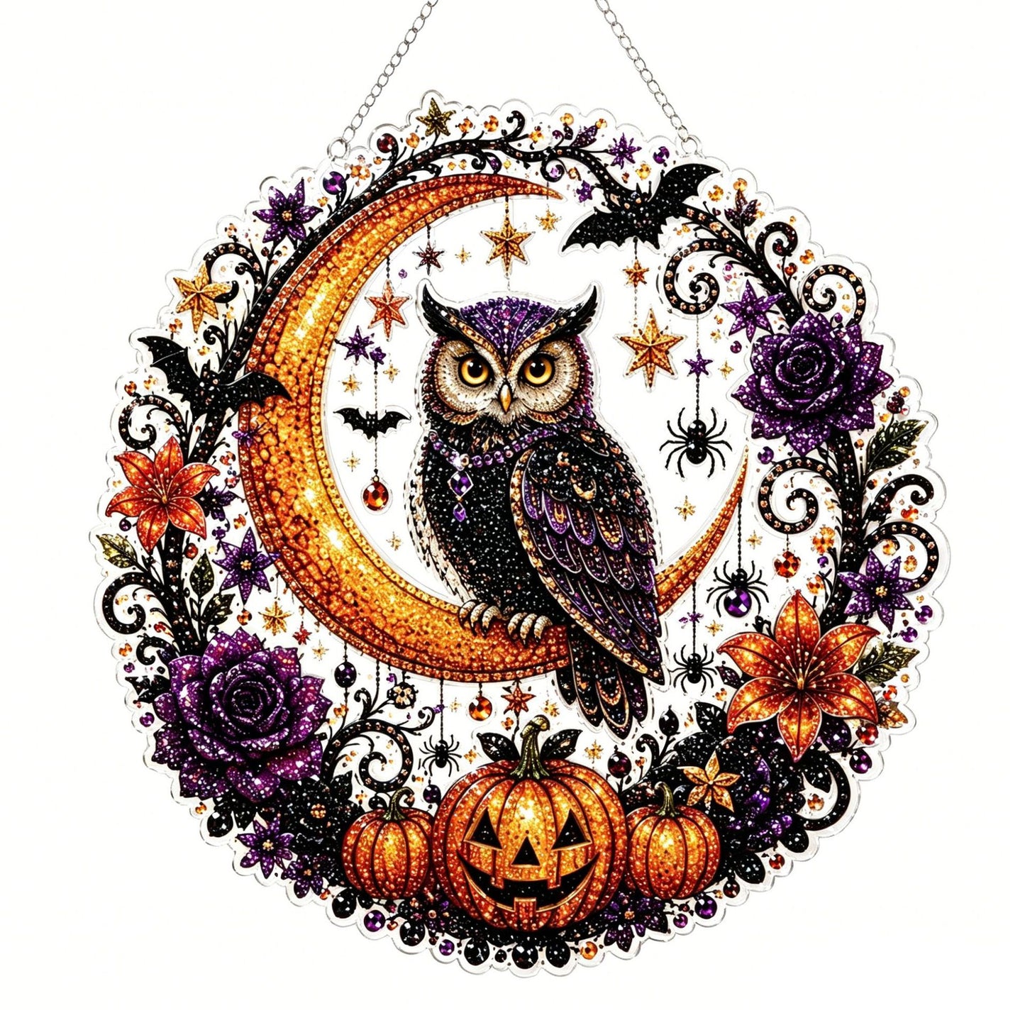 Halloween Witch Friendship Diamond Art Window Suncatcher - Halloween Pearl Art Kit
