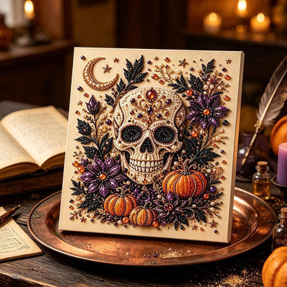 Halloween Ghost Pearl Art DIY Kit, 10x10 Inch, Spooky Cute 3D Diamond Painting Crafts