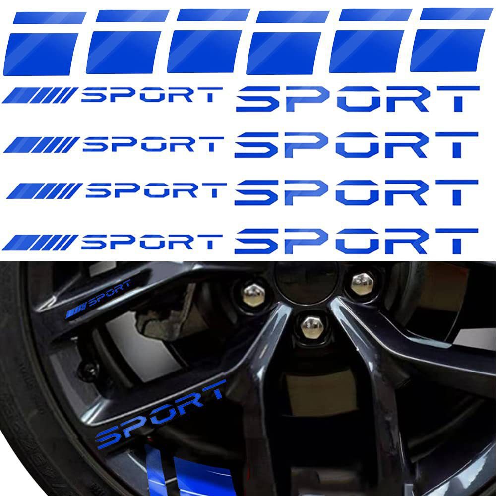 14pcs Car Decal Stickers,Wheel Rim Decal Sticker,Sport Logo Reflective Stickers