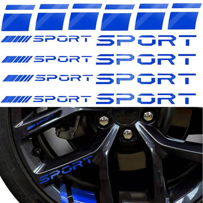 14pcs Car Decal Stickers,Wheel Rim Decal Sticker,Sport Logo Reflective Stickers