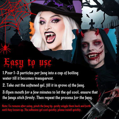 Reusable 4-Size Resin Vampire Fangs Set for Halloween