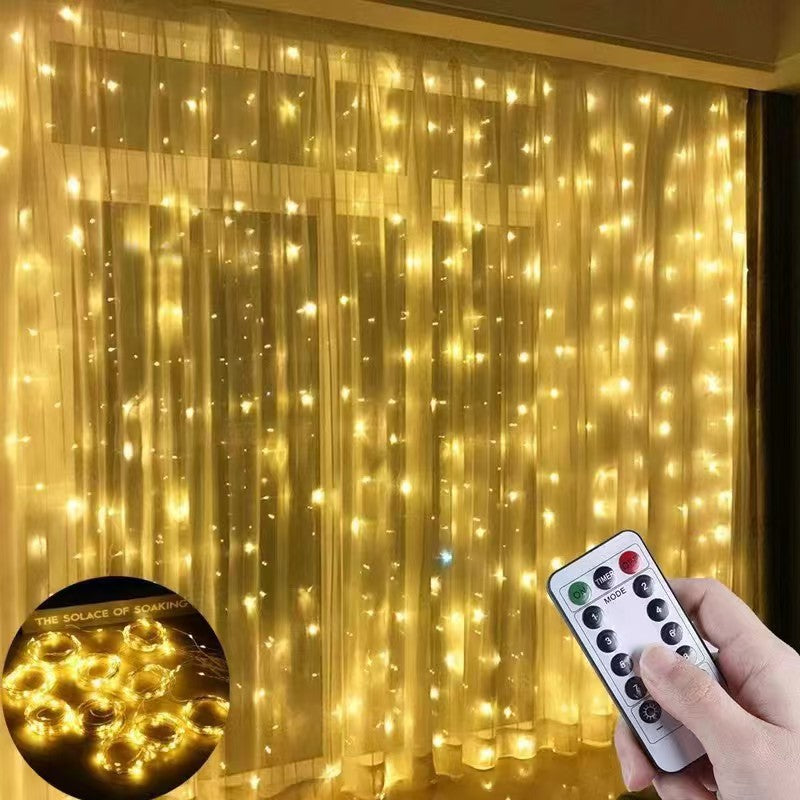 300 LED Curtain Lights, 9.8x9.8 Ft USB Powered with Remote Control
