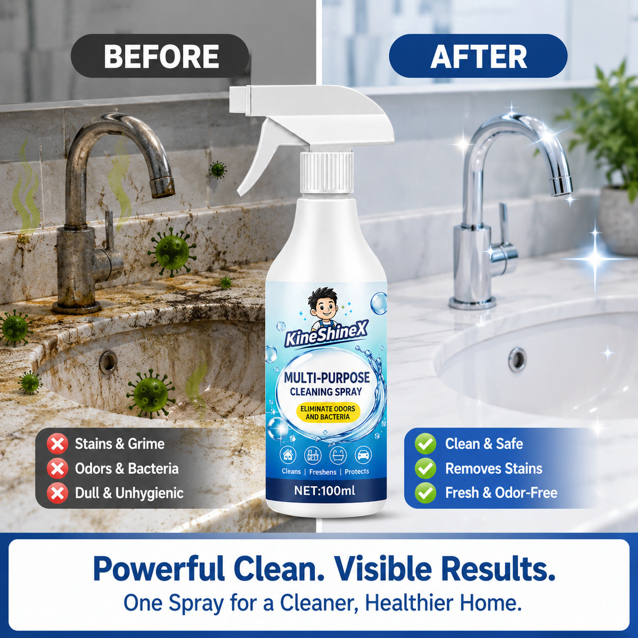 Fast Clean Multi Surface Spray, Heavy-Duty All Purpose Cleaner Spray, House&Kitchen Grease Cleaning