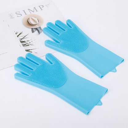 Silicone Gloves with Bristles — Pet Grooming & Care Gloves — Enhanced 5-Finger Massage Gloves