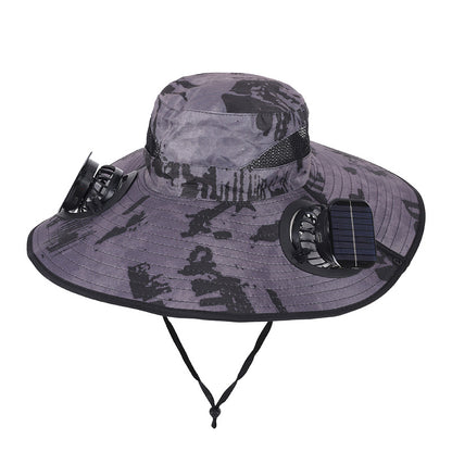 Solar fan hat Outdoor Wide Brim Sun Hat with 2 Solar Fan