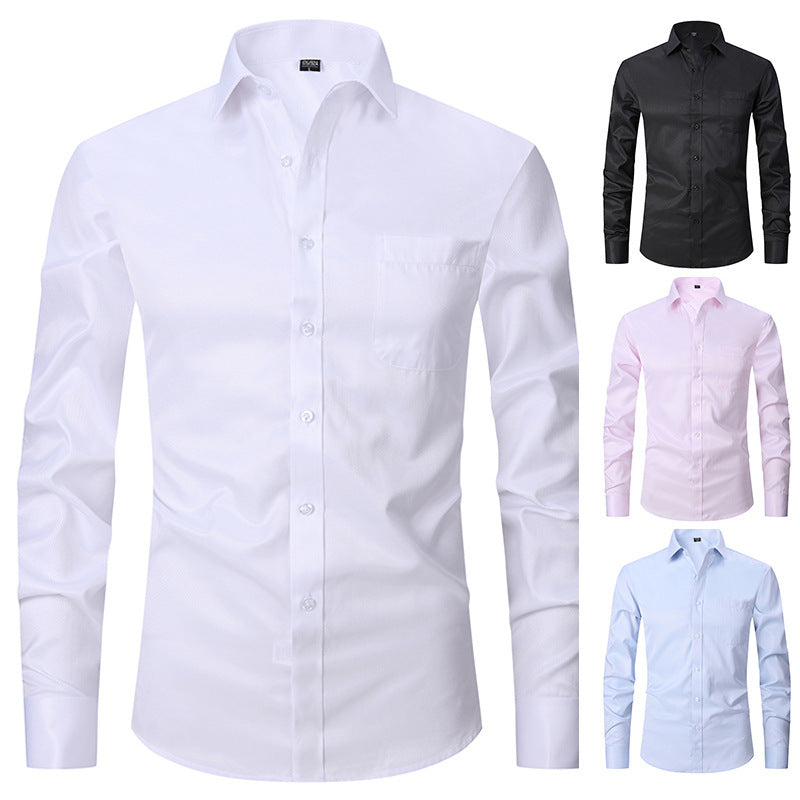 Men's French Cuff Dress Shirt Regular Fit Formal Business