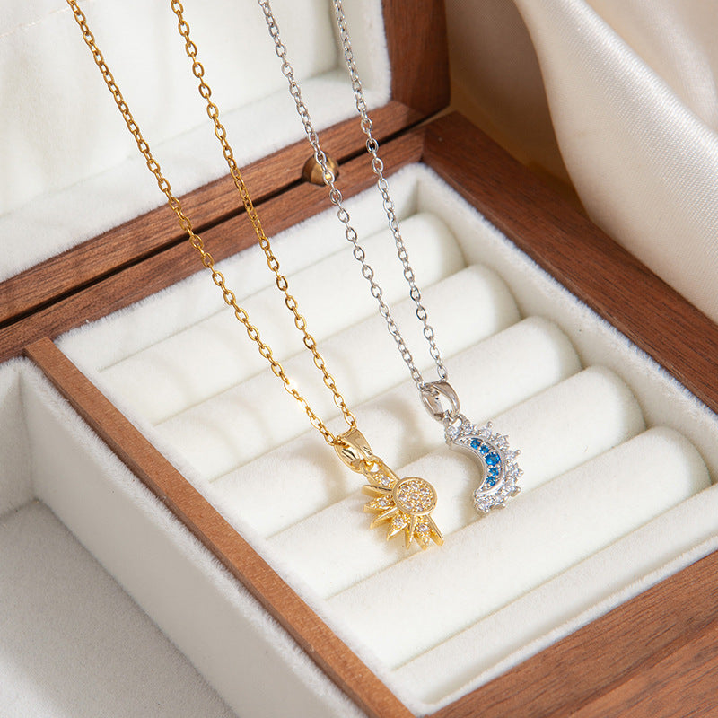 Celestial Sun and Moon Ring Set, Sparkling Sun Ring/Blue Moon Ring