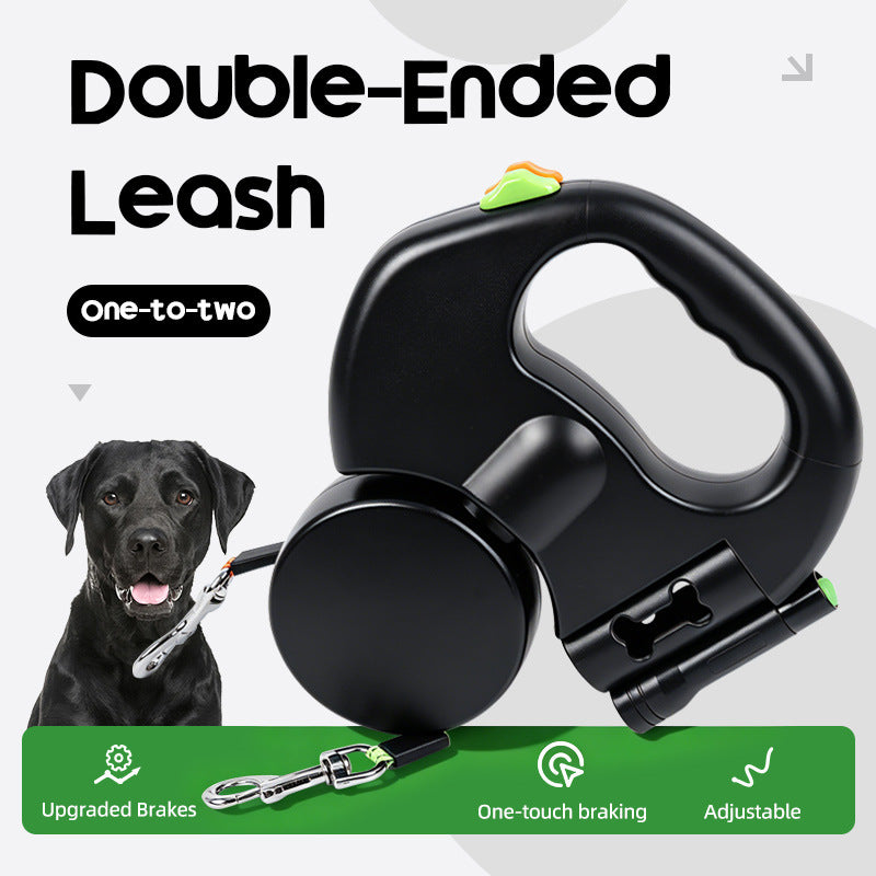 Dog Leashes Dual Dogs Pet Leash Ropes Auto Retractable Cat Traction Rope Adjustable Dog Strap Flexible