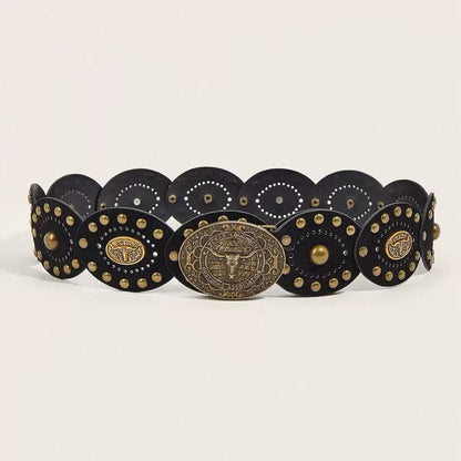 Women's Western Cowboy Style Wide Belt, PU Leather Material