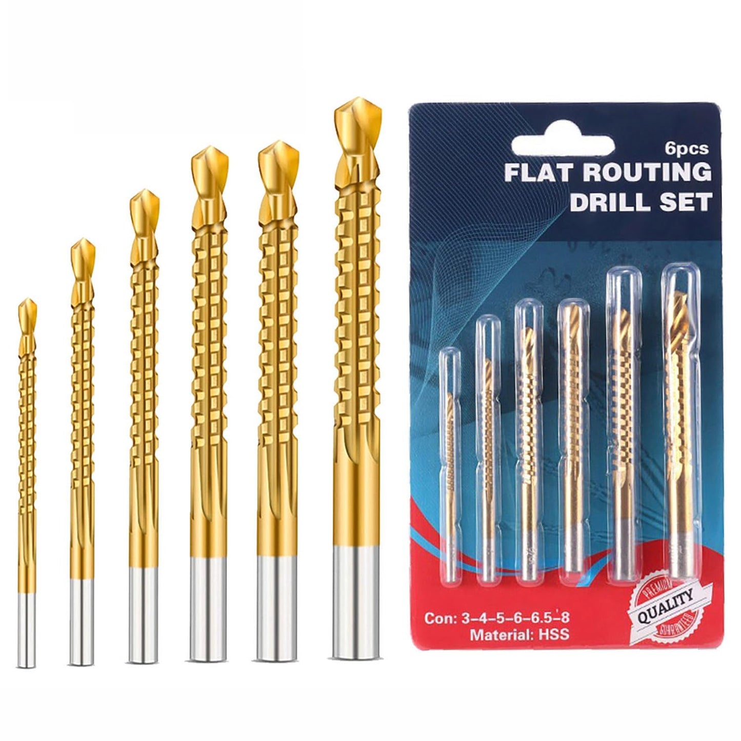 6PCS Efficient HSS Drill Bits for Precise Cutting in Thin Wood, Metal, and Plastic Applications