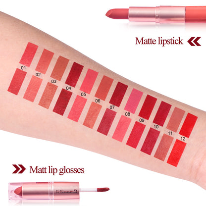 3Pcs/Set Two-in-one Lipstick and Lip Gloss Waterproof, Long-lasting, Multi-functional