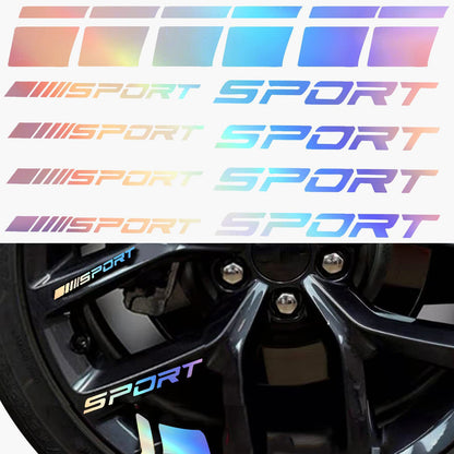 14pcs Car Decal Stickers,Wheel Rim Decal Sticker,Sport Logo Reflective Stickers