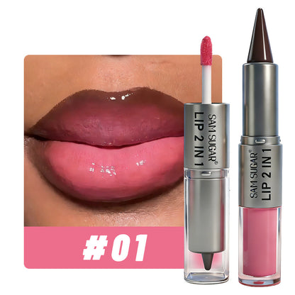 4Pcs/set Dual-Ended 2-in-1 Lip Gloss & Matte Lip Liner