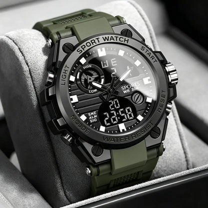 Men's Sporty Digital Watch with Luminous Dial, Alarm & Date Display