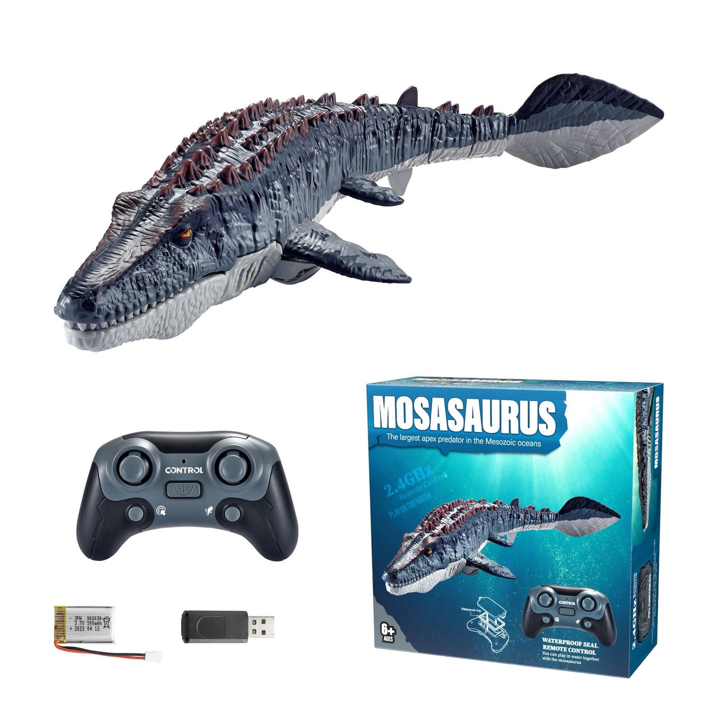 Dinosaur Toys, Upgrade Remote Control Water Toy RC Dino with Light and Spray Water