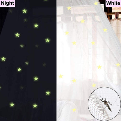 Pink Princess Bed Canopy for Girls with Glowing Stars
