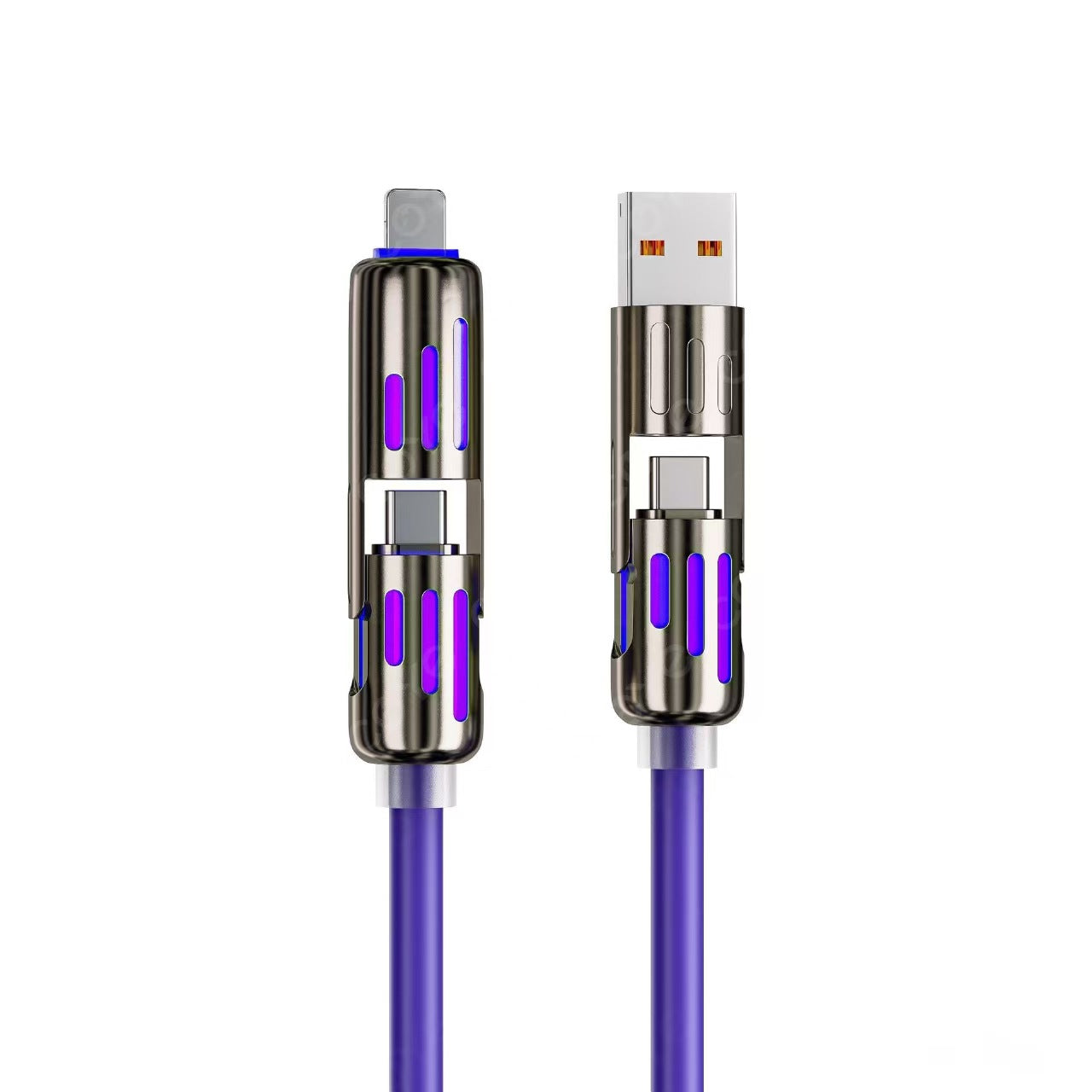4-in-1 Fast Charging Cable with LED Indicator, 5ft 240W USB C Multi Charger Cord