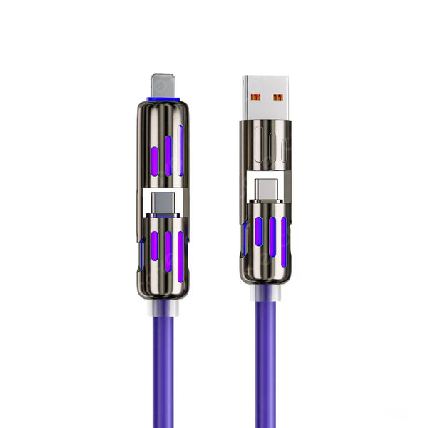4-in-1 Fast Charging Cable with LED Indicator, 5ft 240W USB C Multi Charger Cord
