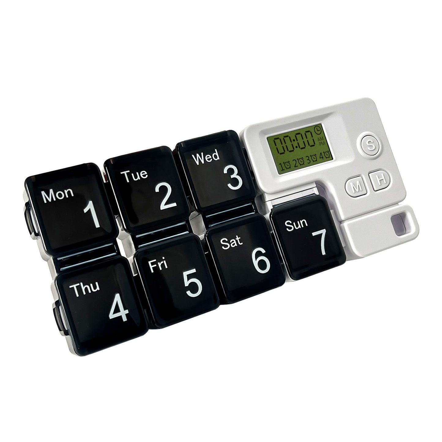 7 Days Pill Dispenser Organizer with Reminder Alarm -Portable Travel Vitamins Medicine Box Case