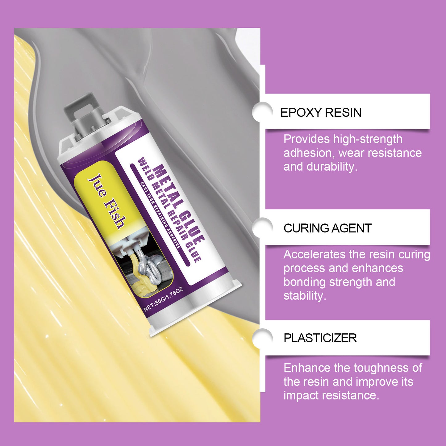 Metal Glue, Epoxy Welding adhesives, High Strength Bonds Metals to Metals, Repair Glue
