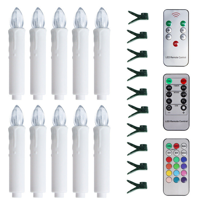 10Pack LED Flameless Candle Clip Lights with Remote,Batteried(AAA) Dimmable Lights
