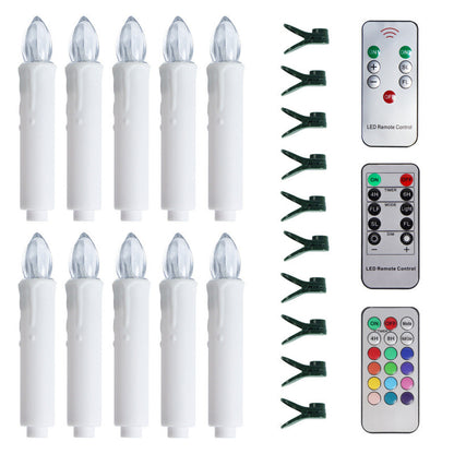 10Pack LED Flameless Candle Clip Lights with Remote,Batteried(AAA) Dimmable Lights