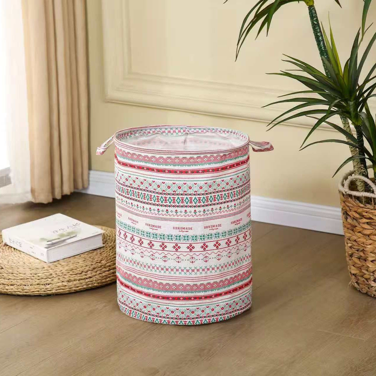 Laundry Basket Canvas Fabric Collapsible Organizer Basket for Storage Bin Toy Bins Gift Baskets Bedroom Clothes
