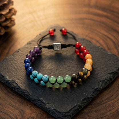7 Chakra Beaded Bracelets Anxiety Jewelry | Natural Gemstones Alloy Pendant Adjustable