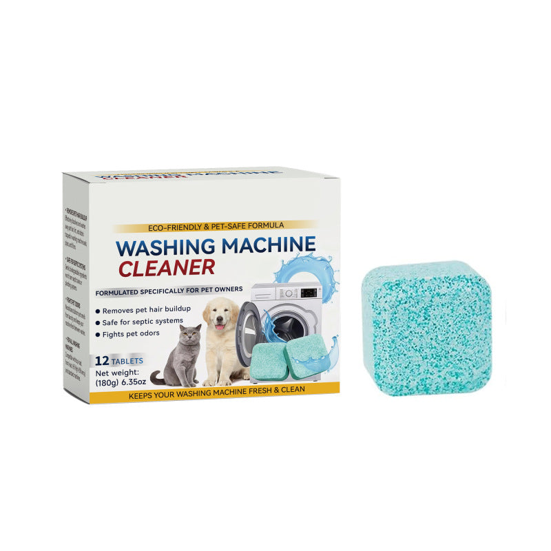 12Pcs Washing Machine Cleaner Tablets – Removes Stubborn Pet Hair, Odors & Mold, Septic Safe