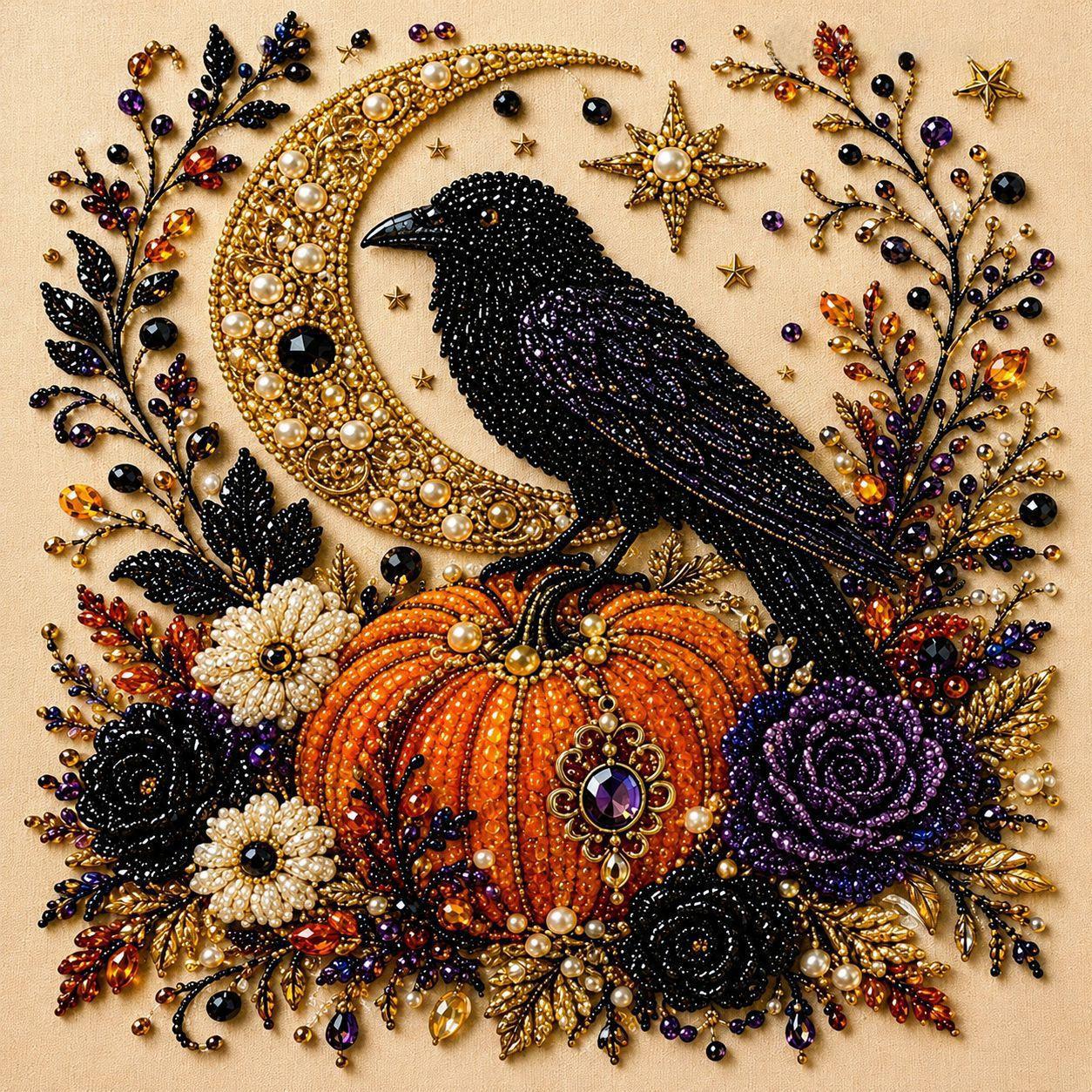 Halloween Ghost Pearl Art DIY Kit, 10x10 Inch, Spooky Cute 3D Diamond Painting Crafts
