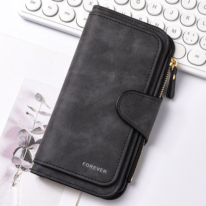 Women's Long Wallet with ID Window and Mini Coin Pouch