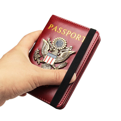 RFID Blocking Passport Holder for Women Men with 3D Metal Badge