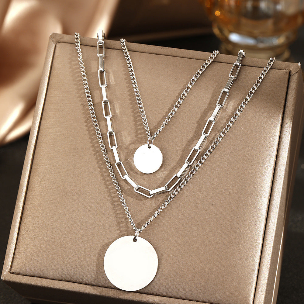 Retro Layered Necklace Featuring Multi-Element Pendants