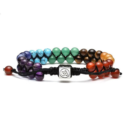 7 Chakra Beaded Bracelets Anxiety Jewelry | Natural Gemstones Alloy Pendant Adjustable