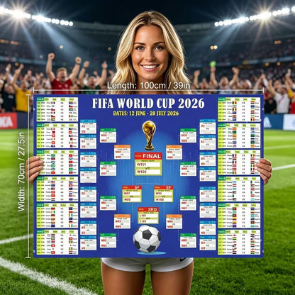 2026 World Cup Schedule Poster—Perfect for Watch Parties, Bars, and Home Decor（Includes 20 Double-sided Stickers and 4 Pens）