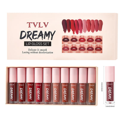10 Pcs Liquid Matte Matt Lipstick Set,Waterproof Long Lasting Quick-drying