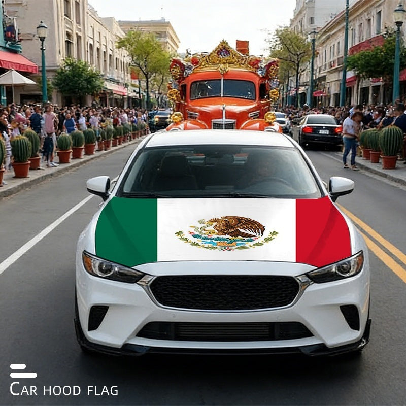Mexico Flag Car Hood Cover 63"x47"Universal Fit for Cars, SUVs, or Pickup Trucks