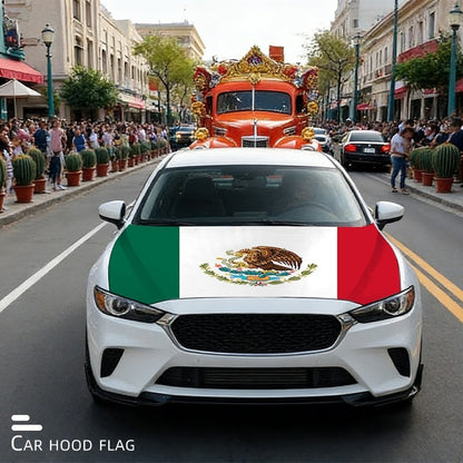 Mexico Flag Car Hood Cover 63"x47"Universal Fit for Cars, SUVs, or Pickup Trucks