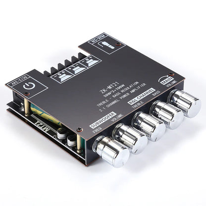 ZK-MT21 Bluetooth Amplifier Board, 2.1 Channel Subwoofer Amp Board with Treble/Bass/Sub Control